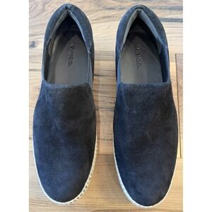 Vince Black Suede Slip On Espadrille Platform Shoes Womens 9M EU 39 Minimalist
